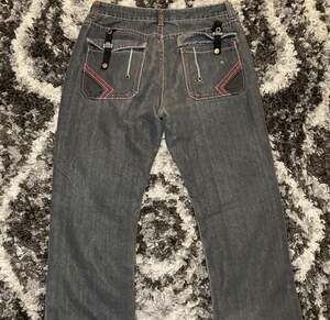 Red Ape Men's Vintage Y2K Hip Hop Baggy Denim Jeans Black W38 L33